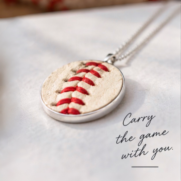 Baseball Seam Dainty Chain Pendant Necklace