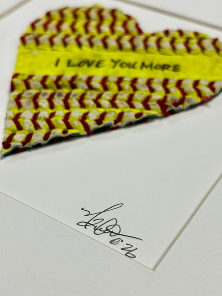 Framed Softball Heart "I LOVE YOU MORE” Artwork | Handmade Coach Player Gift Idea