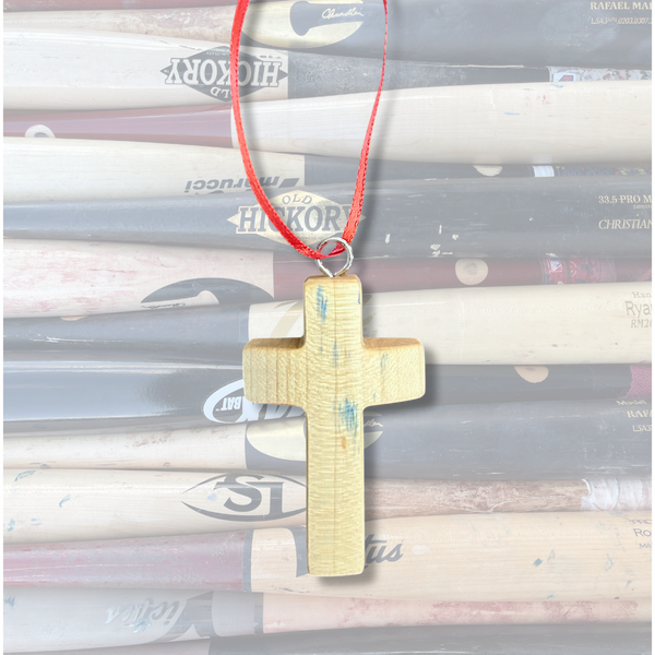 Wood Bat Christmas Cross Ornaments - Small Batch No. 18