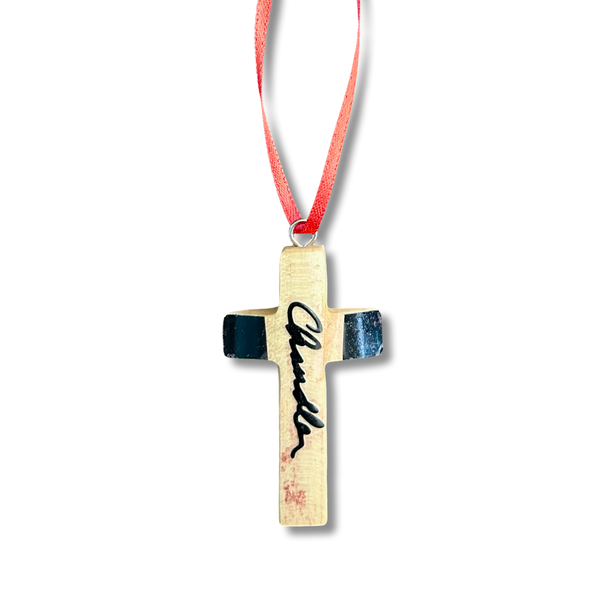 Wood Bat Christmas Cross Ornaments - Small Batch No. 18