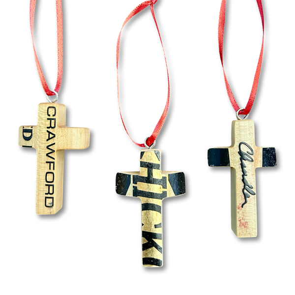 Wood Bat Christmas Cross Ornaments - Small Batch No. 18