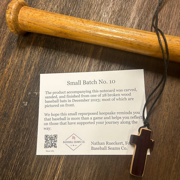 Baseball Bat Wood Cross Necklaces - Small Batch 10 – The Baseball Seams  Company