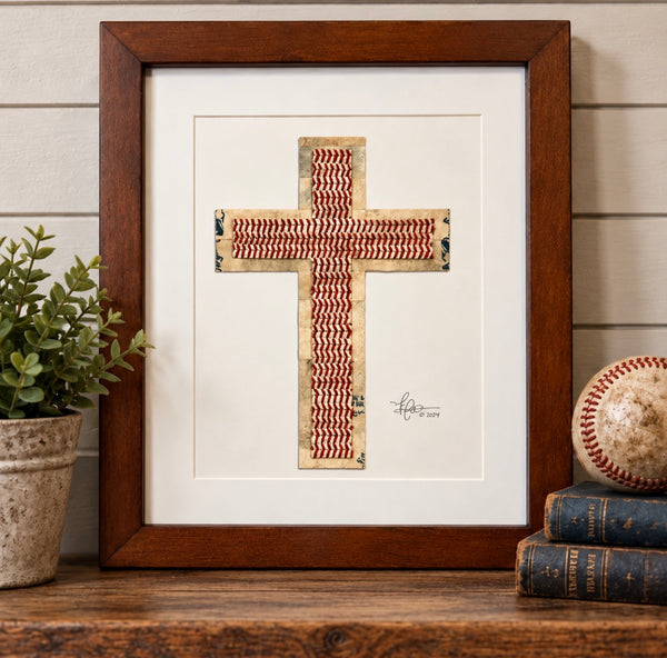"Traditional Cross" Original Baseball Artwork