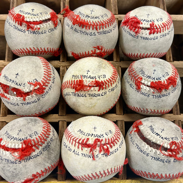 Seams of Love Poem with Tattered Inscribed Baseball