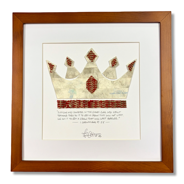 Crown of the Champion Framed Baseball Original Art - Upcycled from Authentic Worn Baseballs