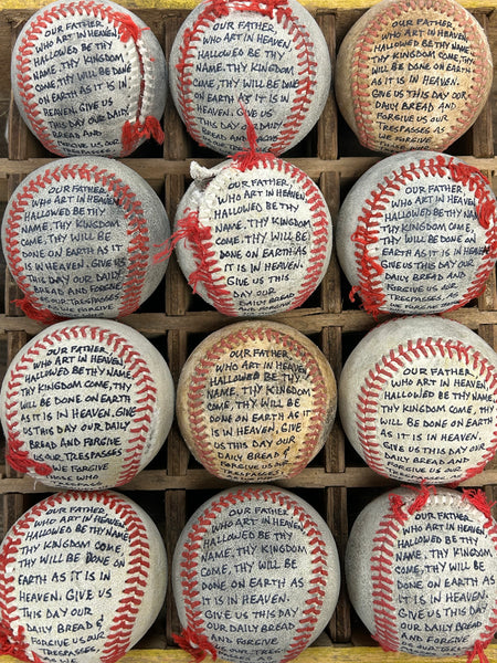 Seams of Love Poem with Tattered Inscribed Baseball