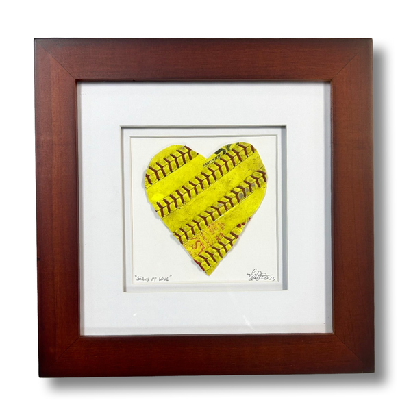 Softball Heart Artwork titled “Seams of Love”