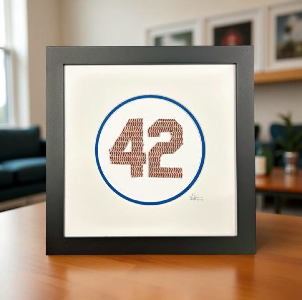 42 Framed Original Artwork - Made from actual used baseballs