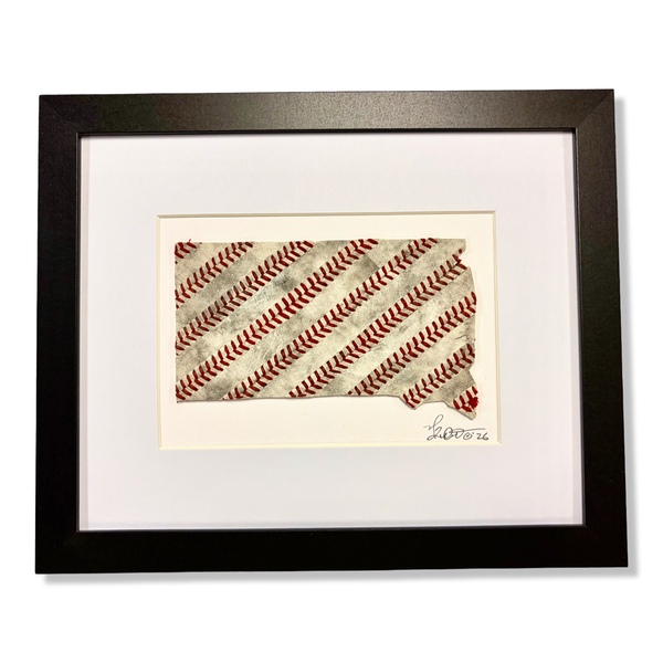 South Dakota State Shaped Baseball Framed Art