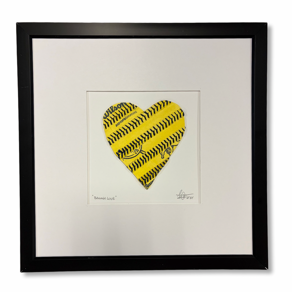 Upcycled Banana Ball Handmade Framed Heart