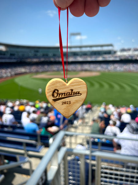 Wood Bat Heart Ornaments