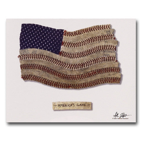 "America's Game" 8x10 Baseball American Flag Lithograph Print