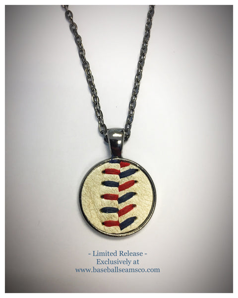 Limited Edition Patriotic Baseball Seam Pendant Necklace