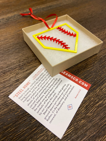 “STEEL HOME" Softball Christmas Ornament
