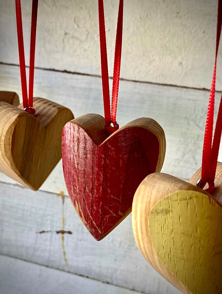Small Wooden Hearts, Wood Heart Valentine, Wooden Heart Set, Wood Heart  Ornament, Primitive Wood Heart 