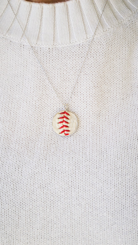Limited Edition Patriotic Baseball Seam Pendant Necklace