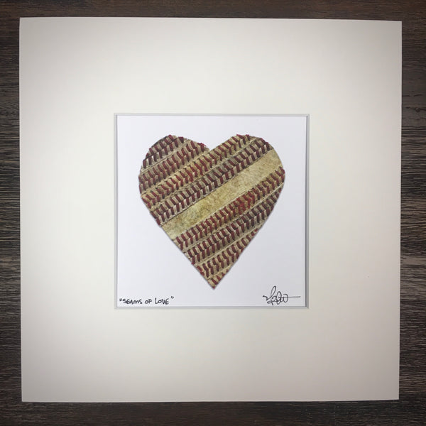 Customizable Baseball Heart Print in 10x10 White Matting