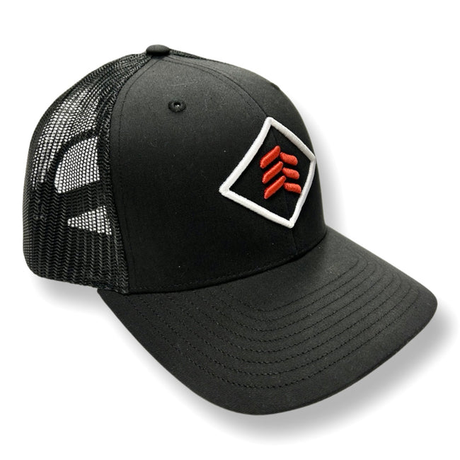 Three Seams Logo Trucker Hat - 3D Puffy Embroidered