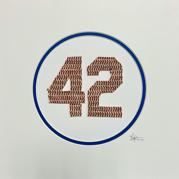 42 Framed Original Artwork - Made from actual used baseballs