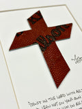 Reclaimed Football Leather Angled Cross - Framed to 8x10
