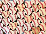 Interior Bat Wood Hearts with Red Baseball Seams Engraving