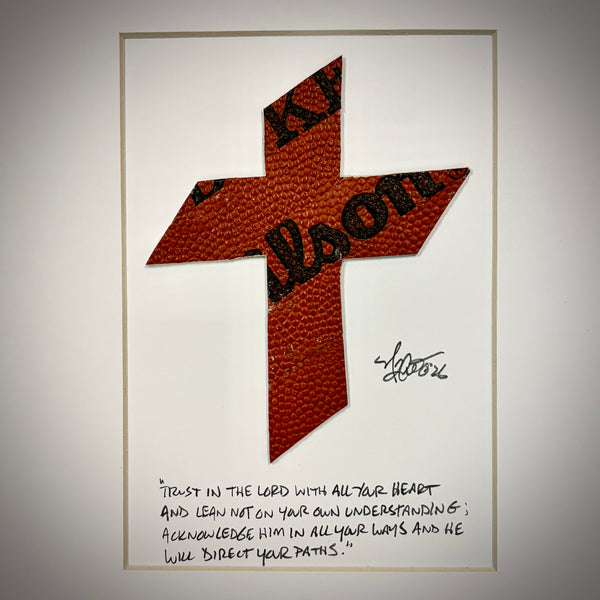 Reclaimed Football Leather Angled Cross - Framed to 8x10