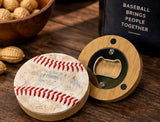 2.5in Wood Magnetic Bottle Opener Handcrafted with Authentic Used Baseballs