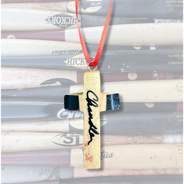 Wood Bat Christmas Cross Ornaments - Small Batch No. 18