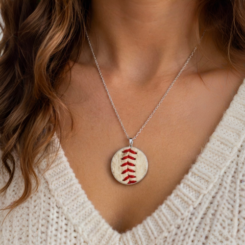 Baseball Seam Dainty Chain Pendant Necklace