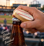 2.5in Wood Magnetic Bottle Opener Handcrafted with Authentic Used Baseballs