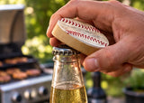 2.5in Wood Magnetic Bottle Opener Handcrafted with Authentic Used Baseballs