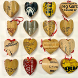 Reclaimed Wood Bat Heart Ornaments
