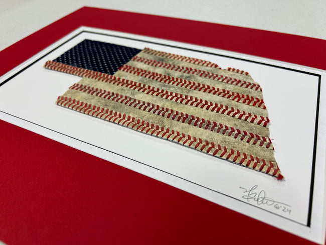 Nebraska Baseball Artwork - Made from Reclaimed Baseballs