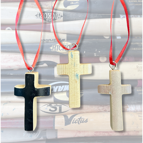 Wood Bat Christmas Cross Ornaments - Small Batch No. 18