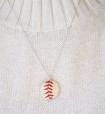 Baseball Seam Dainty Chain Pendant Necklace
