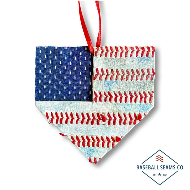 2026 Release “Home of the Brave” Patriotic Home Plate Christmas Ornament