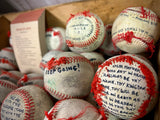 Seams of Love Poem with Tattered Inscribed Baseball