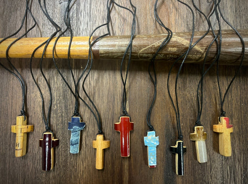 Baseball Bat Wood Cross Necklaces - Small Batch 10