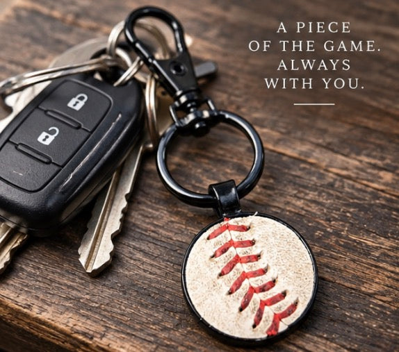 Black Baseball Seam Keychain