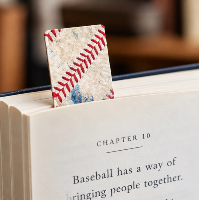 Handmade Authentic Baseball Leather and Seams Bookmark