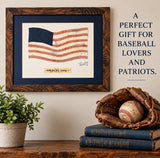 Patriotic Baseball American Flag Style Original Art in 11x14 Brown Frame titled “America’s Game”