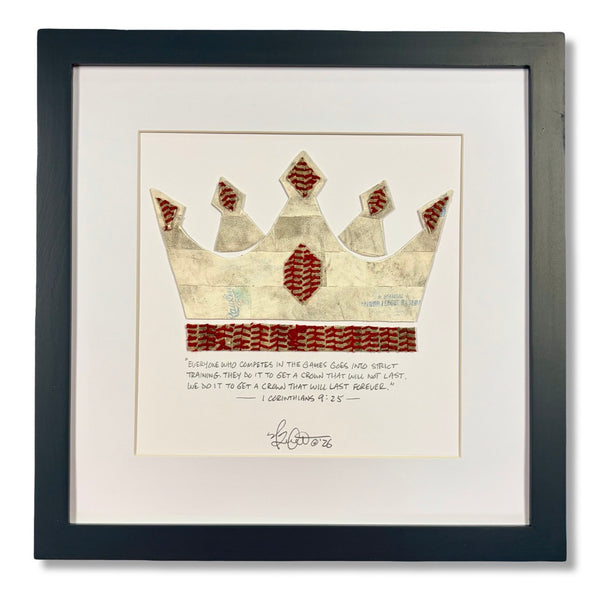 Crown of the Champion Framed Baseball Original Art - Upcycled from Authentic Worn Baseballs