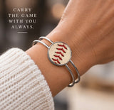 Baseball Seam Silver Bangle