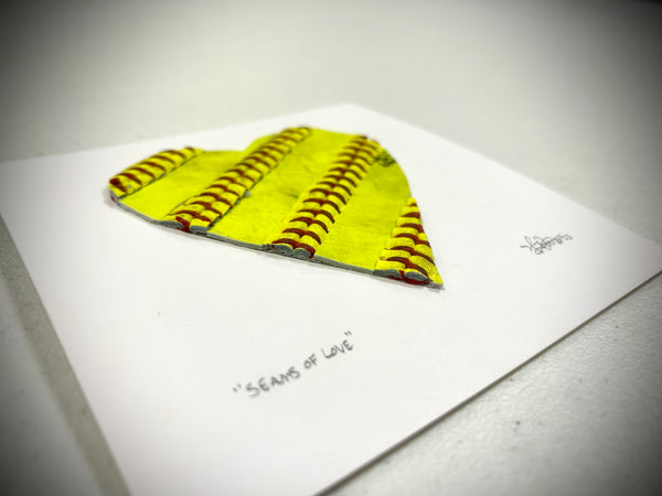 Softball Heart Artwork titled “Seams of Love”