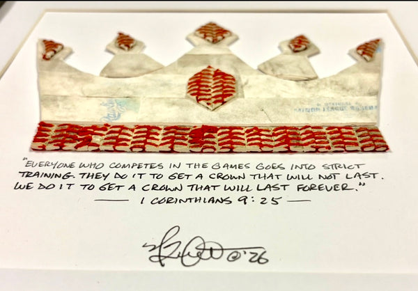 Crown of the Champion Framed Baseball Original Art - Upcycled from Authentic Worn Baseballs