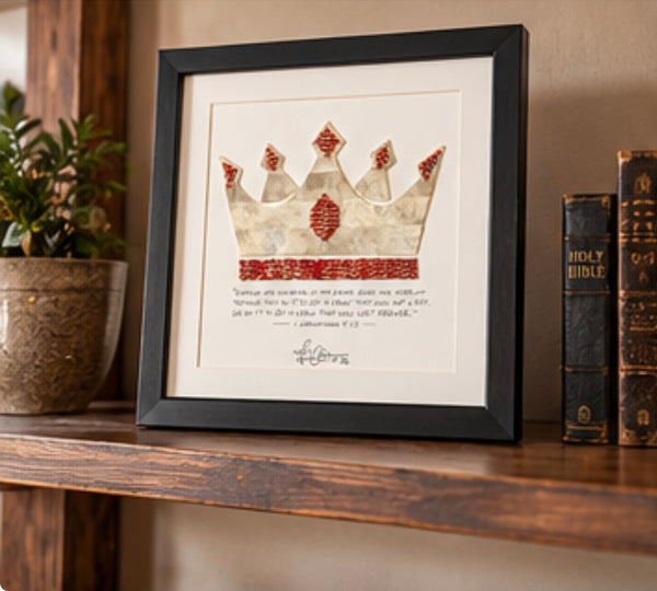 Crown of the Champion Framed Baseball Original Art - Upcycled from Authentic Worn Baseballs
