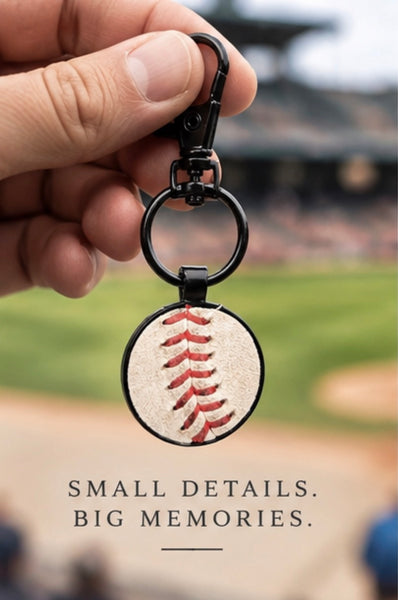 Black Baseball Seam Keychain