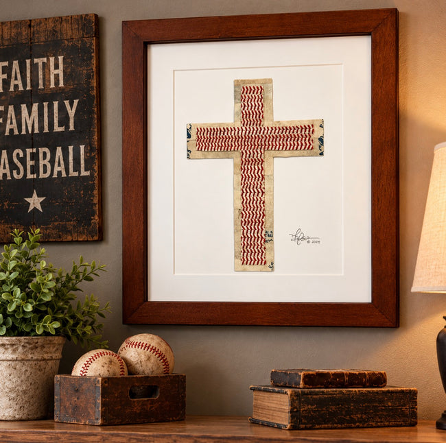 "Traditional Cross" Original Baseball Artwork