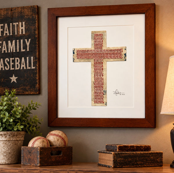 "Traditional Cross" Original Baseball Artwork