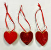 Reclaimed RED Heart Ornaments from Baseball Bat Wood